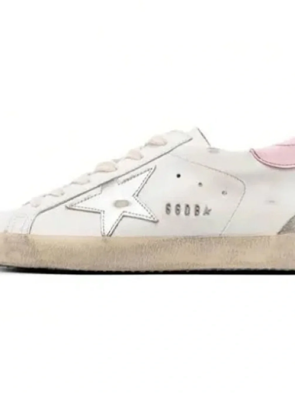 EUC WOMENS GOLDEN GOOSE SUPERSTAR White Leather Sneakers with Pink Heel